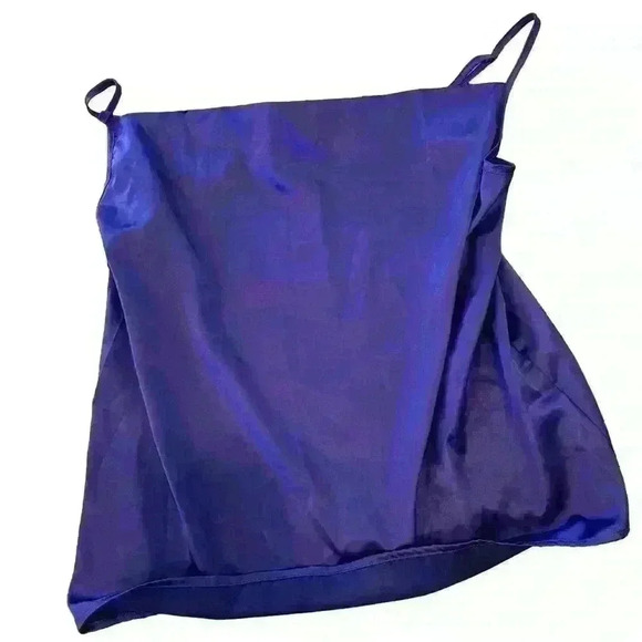 Satin dark purple, super soft cowlick spaghetti strap tank top corporate office - Picture 3 of 3